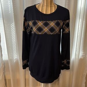 𝅺ACTING Pro. Large. Navy shirt with yellow/white plaid